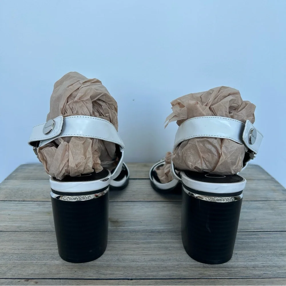 White Calvin Klein Block Heel Sandal Heels - Picture 5 of 10